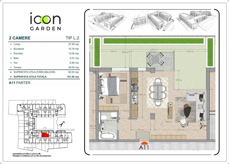 Mosilor Apartament 2 camere si terasa - ICON Garden - zona Mosilor